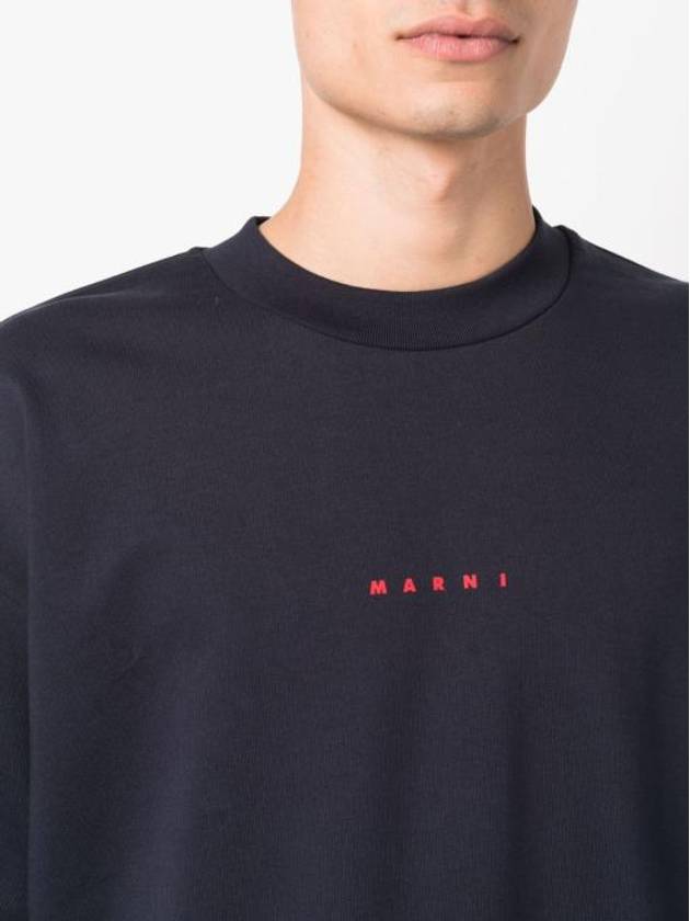 Mini Logo Organic Cotton Sweatshirt Blue Marine - MARNI - BALAAN 6