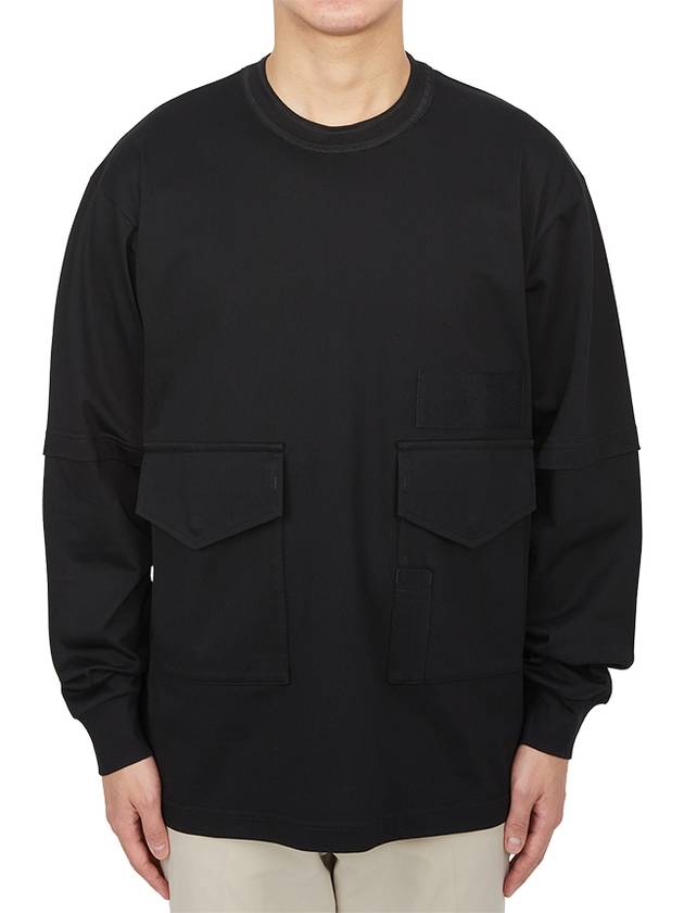 Pocket Detail Cotton Sweatshirt Black - SACAI - BALAAN 4