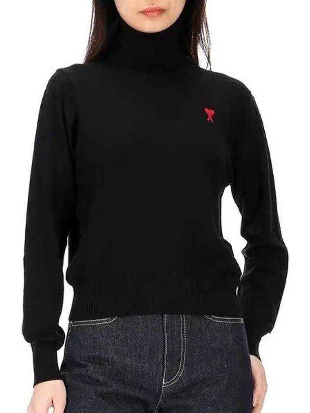 Small Heart Logo Turtleneck Black - AMI - BALAAN 2