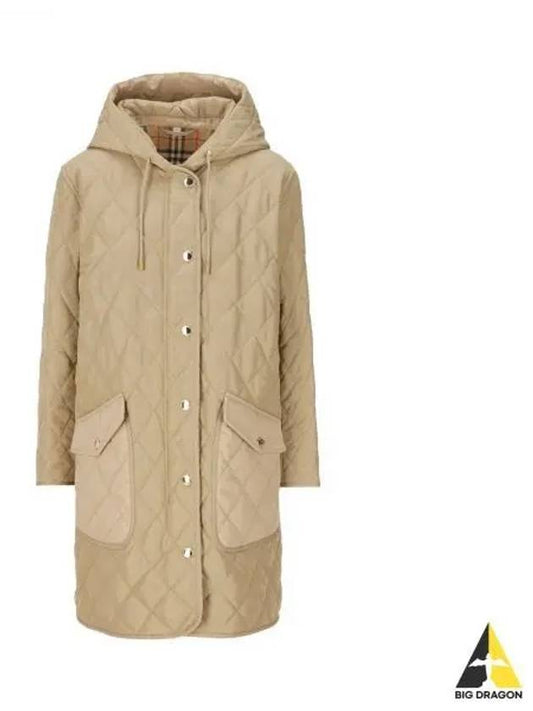 Diamond Quilted Hoodie Padding Archive Beige - BURBERRY - BALAAN