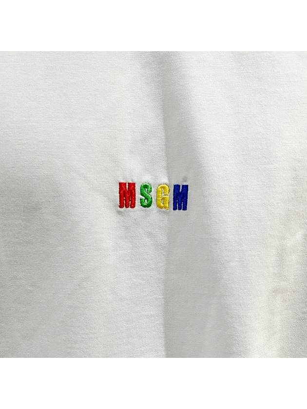 Rainbow Embroidered Logo Short Sleeve T-Shirt White - MSGM - BALAAN 7