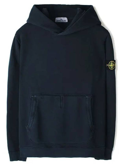 Old Effect Cotton Diagonal Fleece Hoodie Navy - STONE ISLAND - BALAAN 2