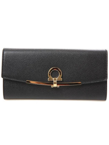 Gancini Continental Wallet Black - SALVATORE FERRAGAMO - BALAAN 1