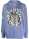 Printed Cotton Hoodie Blue - GANNI - BALAAN 1