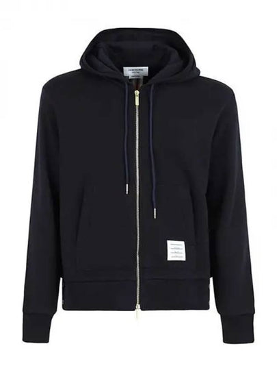 Center Back Stripe Cotton Zip Up Hoodie Navy - THOM BROWNE - BALAAN 2