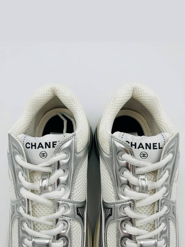 Fabric Laminated Low Top Sneakers Silver - CHANEL - BALAAN 7