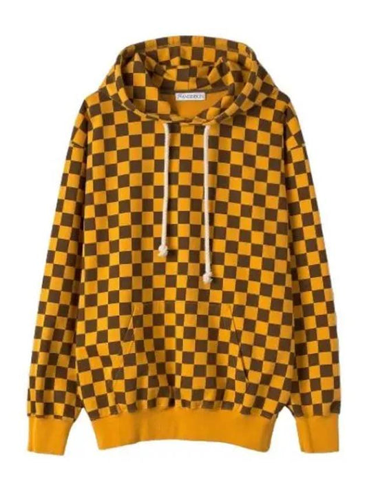 Checkerboard hooded yellow pecan t shirt hoodie - JW ANDERSON - BALAAN 1