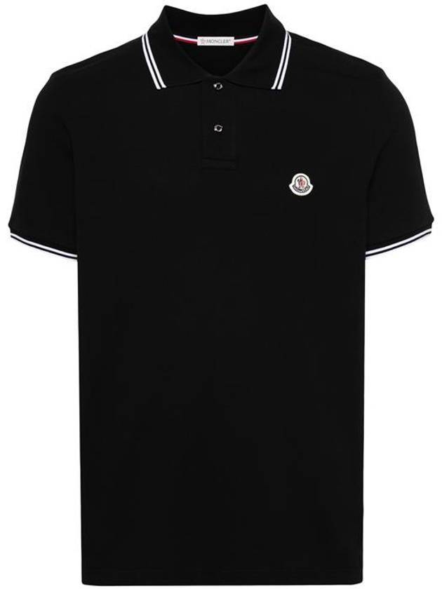 Logo Patch Cotton Polo Shirt Black - MONCLER - BALAAN 1