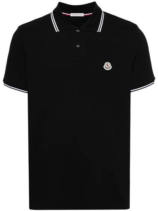 Logo Patch Cotton Polo Shirt Black - MONCLER - BALAAN 1