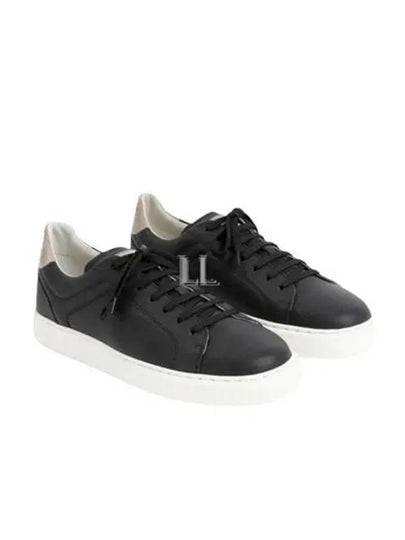 Logo Leather Low Top Sneakers Black - BRUNELLO CUCINELLI - BALAAN 2