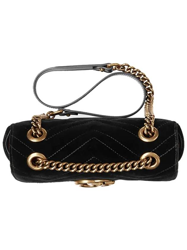 GG Marmont Velvet Small Shoulder Bag Black - GUCCI - BALAAN 5