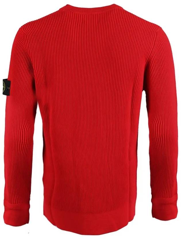 Wappen Patch Crew Neck Ribbed Wool Knit Top Red - STONE ISLAND - BALAAN 4