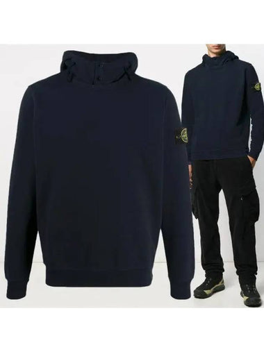 Wappen Patch Two Button Cotton Hoodie Navy - STONE ISLAND - BALAAN 1