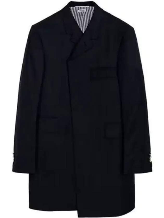 Super 120S Twill Classic Chesterfield Single Coat Navy - THOM BROWNE - BALAAN 2