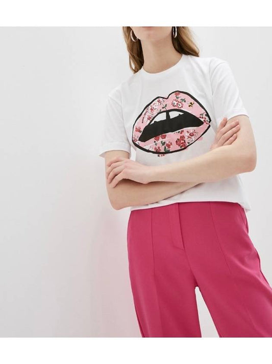 Women's Flower Lip Print TShirt TEE496 - MARKUS LUPFER - BALAAN 1