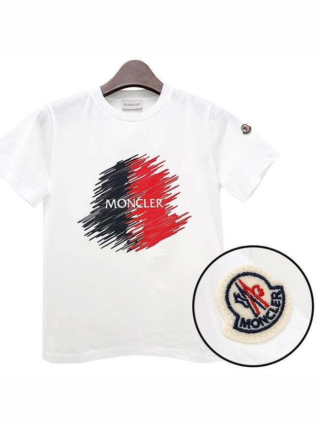 Kids Logo Motif Print Short Sleeve T Shirt 12Y 14Y Optical White 8C00022 89AFV 002 - MONCLER - BALAAN 1