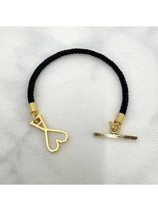 Heart Logo Cord Bracelet Bracelet Black Gold UJW921 AW0043 0016 - AMI - BALAAN 2