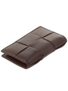 Intrecciato Cassette Leather Flap Card Wallet Brown - BOTTEGA VENETA - BALAAN 5