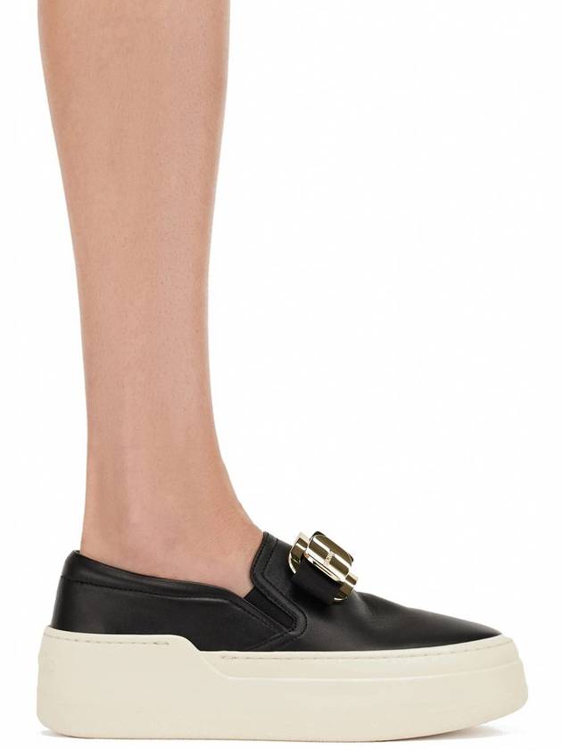 Vara Bow Plate Slip-Ons Black - SALVATORE FERRAGAMO - BALAAN 4