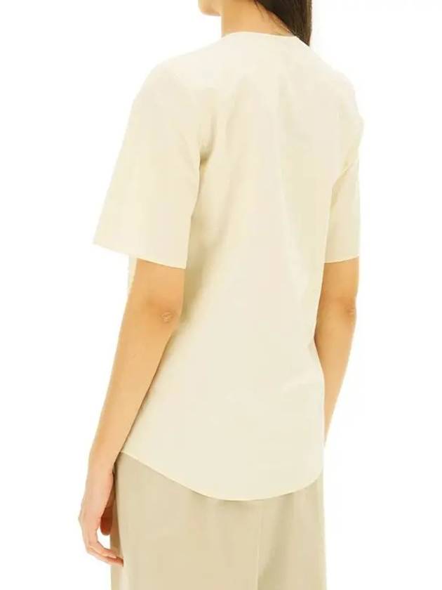 Round Neck Cotton Short Sleeve T-Shirt Cream - LEMAIRE - BALAAN 4