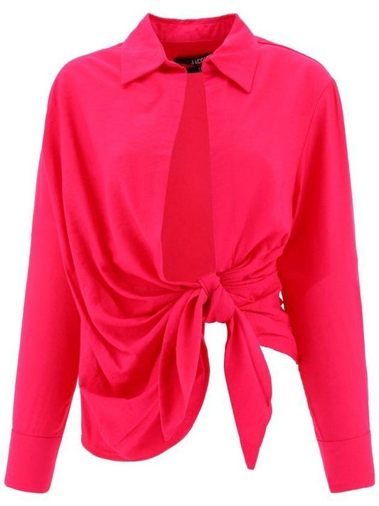 Le Chemise Bahia Tied Sash Shirt Pink - JACQUEMUS - BALAAN 1
