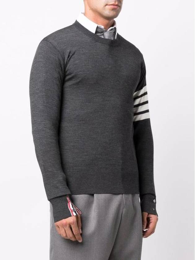 4 Bar Armband Classic Merino Wool Knit Top Dark Grey - THOM BROWNE - BALAAN 4