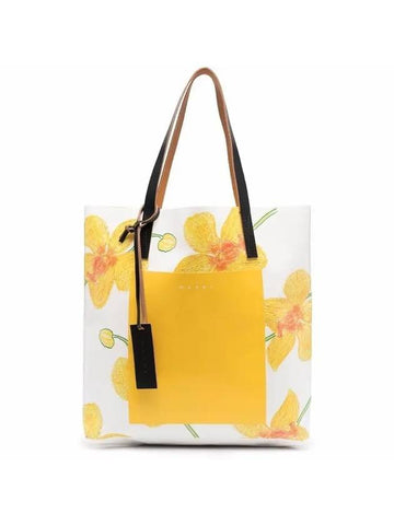 Orchid Print Tote Bag White - MARNI - BALAAN 1