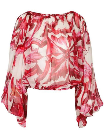 majolica print silk blouse F72G7THI1FO - DOLCE&GABBANA - BALAAN 1