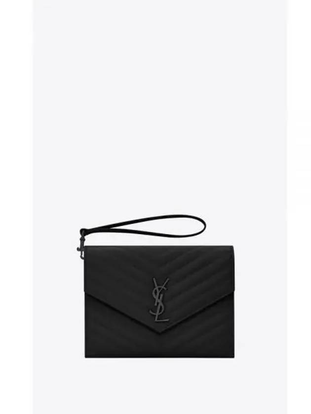 Monogram Quilted Clutch Bag Black - SAINT LAURENT - BALAAN 2