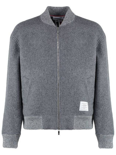 Fleece Stripe Wool Bomber Jacket Light Grey - THOM BROWNE - BALAAN 2