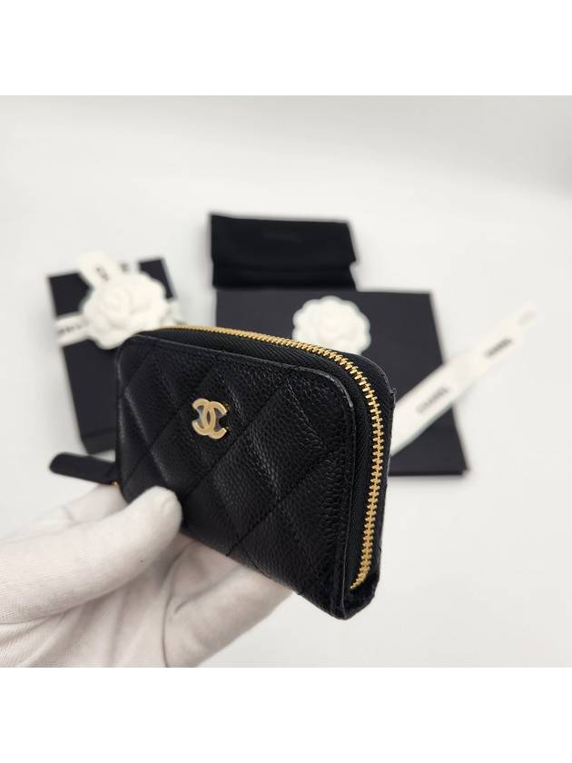 Classic Zipped Coin Purse Grained Calfskin & Gold Black - CHANEL - BALAAN 4