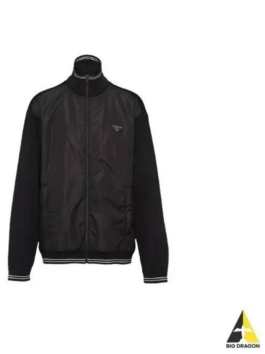 Triangle Logo Zip Up Jacket Black - PRADA - BALAAN 2