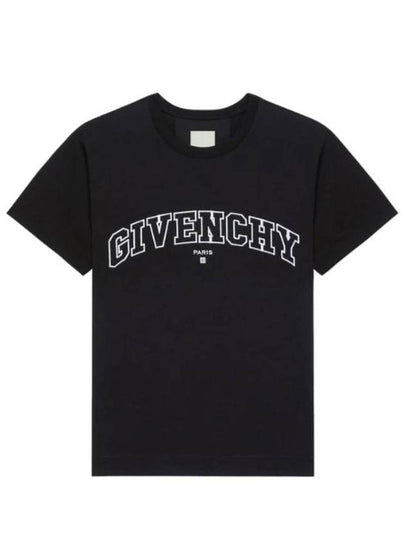 College Embroidered Logo Short Sleeve T-Shirt Black - GIVENCHY - BALAAN 2