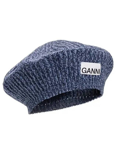 Cappello Structured Rib Beret Blue - GANNI - BALAAN 2