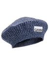 Cappello Structured Rib Beret Blue - GANNI - BALAAN 3