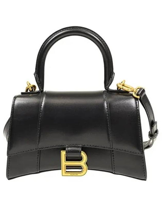 Hourglass XS Glossy Calfskin Tote Bag Black - BALENCIAGA - BALAAN 2