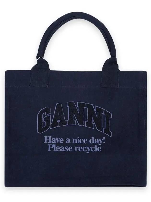 Logo Denim Tote Bag Navy - GANNI - BALAAN 2