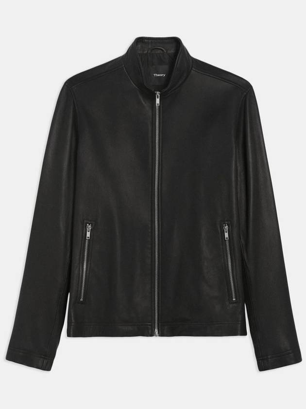 Men's Morvek Leather Zip-Up Jacket Black - THEORY - BALAAN 2