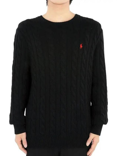 Embroidery Logo Cable Knit Top Black - POLO RALPH LAUREN - BALAAN 2