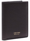 T Line Logo Fold Card Wallet Chocolate - TOM FORD - BALAAN 4