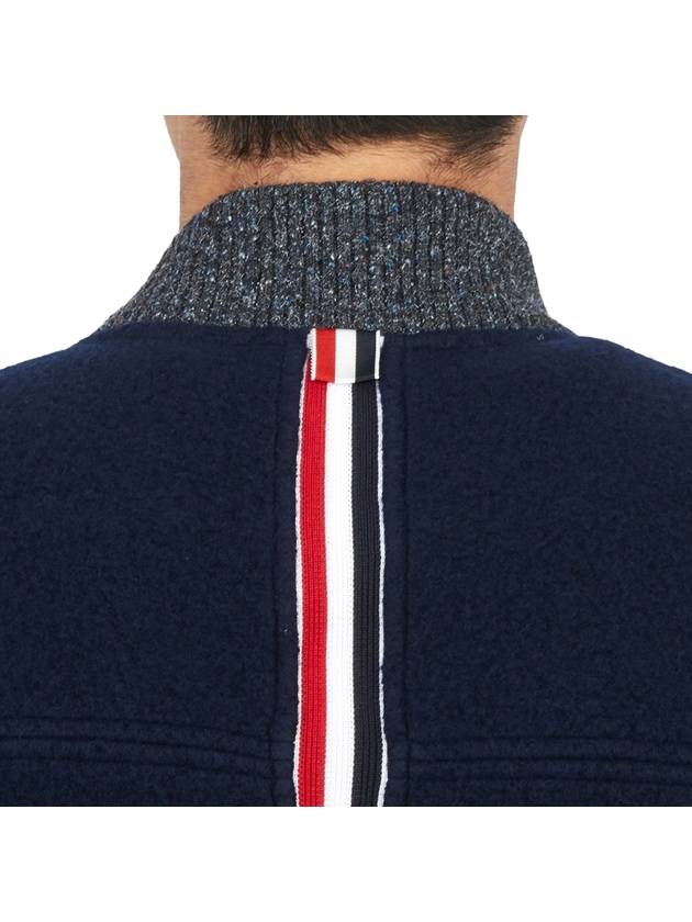 Fleece Stripe Wool Bomber Jacket Navy - THOM BROWNE - BALAAN 8