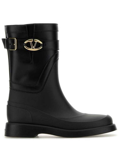 V Logo Bold Edition Middle Boots Black - VALENTINO - BALAAN 2