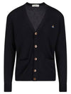 Embroidery Logo Fine Wool Cardigan Black - VIVIENNE WESTWOOD - BALAAN 3