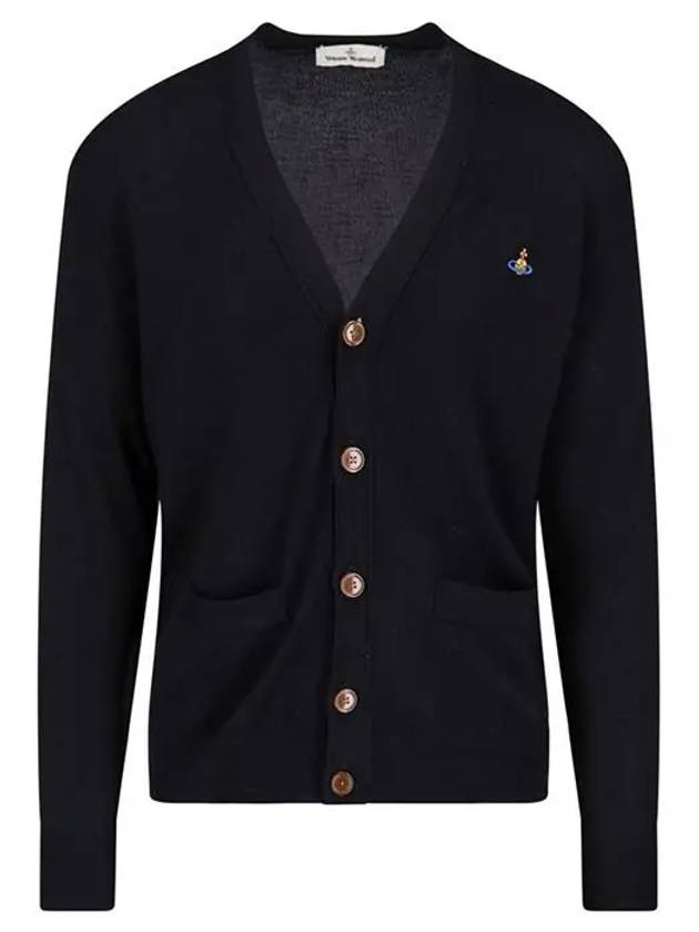 Embroidery Logo Fine Wool Cardigan Black - VIVIENNE WESTWOOD - BALAAN 3