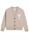 De Coeur Logo Wool Cardigan Light Beige - AMI - BALAAN 2