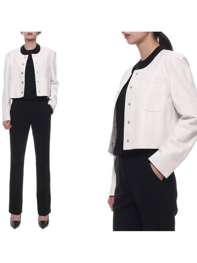 Crop Jacket Pure Color Soft Lambskin Optic White - CELINE - BALAAN 3