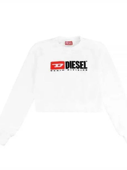 Logo Print Cotton Cropped Sweatshirt White - DIESEL - BALAAN 2