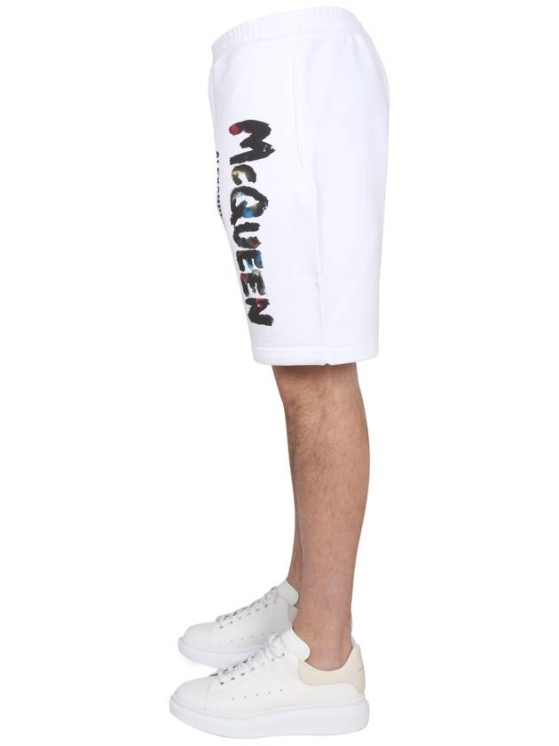 Men's Graffiti Logo Shorts White - ALEXANDER MCQUEEN - BALAAN 4