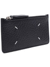 Pebble Leather Stitch Logo Zipper Card Wallet Black - MAISON MARGIELA - BALAAN 4