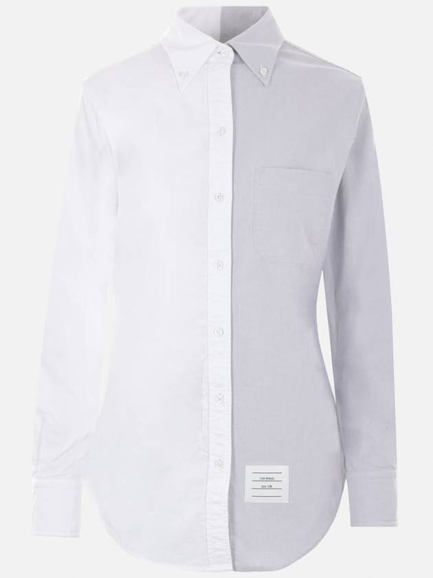 Two tone long sleeve shirt white - THOM BROWNE - BALAAN 4